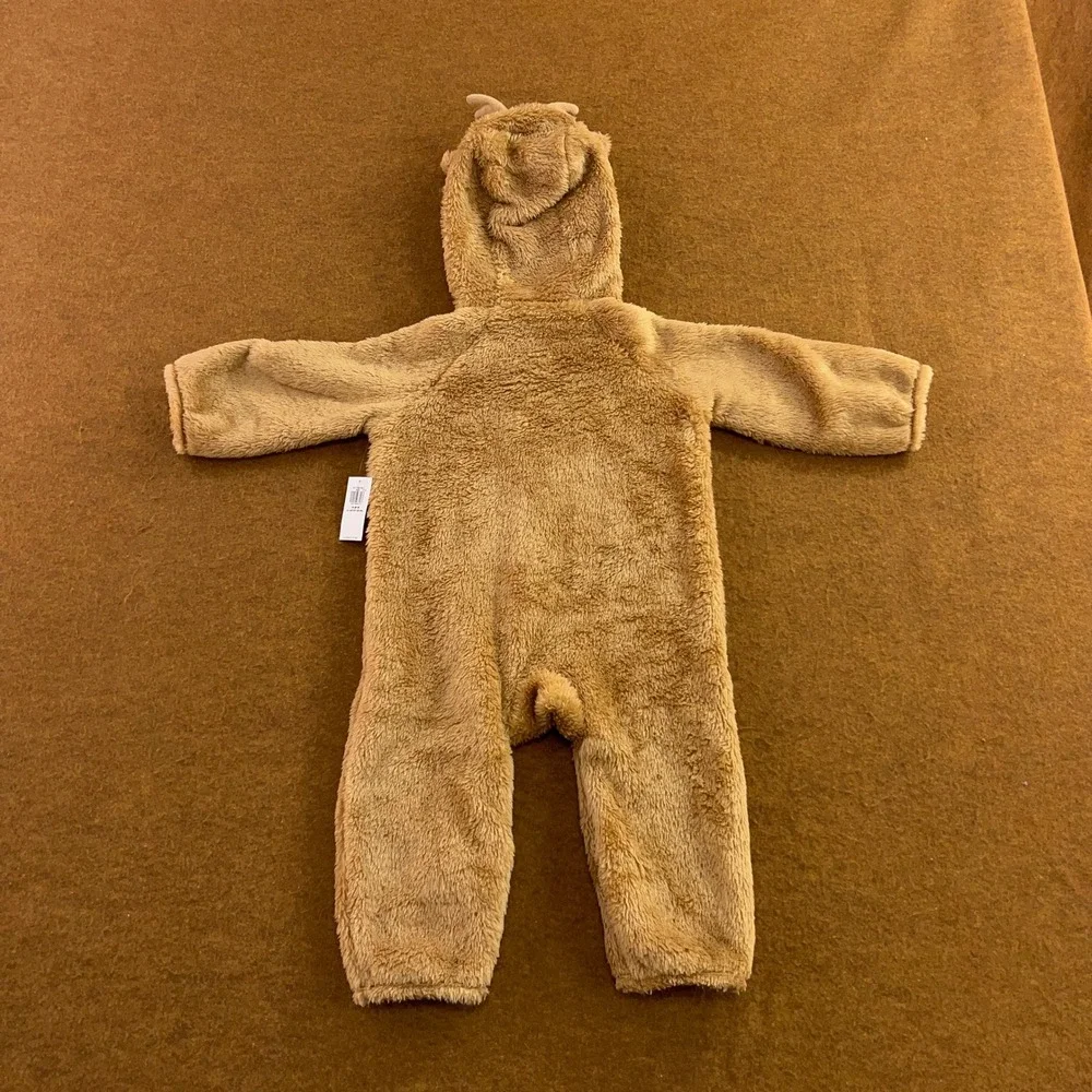 Old Navy Unisex 18-24M Brown Reindeer Faux Fur Hooded Jumpsuit Romper NWT